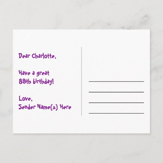 89th Birthday: Fun Stars Pattern, Rainbow 89, Name Briefkaart (Achterkant)