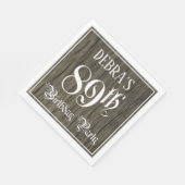 89th Birthday Party — Fancy Script, Faux Wood Look Servet (Hoek)