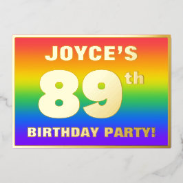 89th Birthday Party: Fun, Colorful Rainbow Pattern Folie Uitnodiging