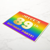89th Birthday Party: Fun, Colorful Rainbow Pattern Folie Uitnodiging (Gedraaid)