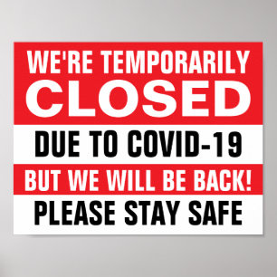 8,5-inch X 11-inch rood, tijdelijk gesloten papier Poster