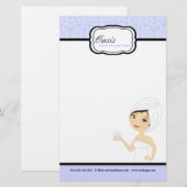 8,5-inch x 5,5-inch Briefpapier vellen - Blue Dama (Voorkant / Achterkant)