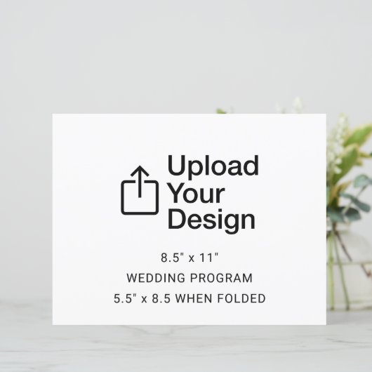 8,5" x 11" vlak blad - gevouwen huwelijksprogramma (Staand voorkant)