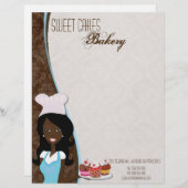 8.5x11 Afro-Amerikaanse Baker Cup Cake Letter Head Briefhoofd Ontwerp (Voorkant / Achterkant)