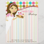 8.5x11 Bakkerij Brunette Baker Cup Cakes Letter He Gepersonaliseerd Briefhoofd (Voorkant)
