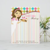 8.5x11 Bakkerij Brunette Baker Cup Cakes Letter He Gepersonaliseerd Briefhoofd (Staand voorkant)