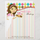 8.5x11 Bakkerij Brunette Baker Cup Cakes Letter He Gepersonaliseerd Briefhoofd (Voorkant / Achterkant)