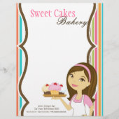 8.5x11 Bakkerij Brunette Baker Cup Cakes Letter He Persoonlijk Briefhoofd (Voorkant)
