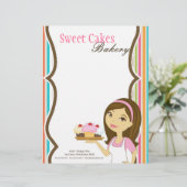 8.5x11 Bakkerij Brunette Baker Cup Cakes Letter He Persoonlijk Briefhoofd (Staand voorkant)
