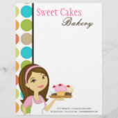 8.5x11 Bakkerij Brunette Baker Cup Kakes Letter He Briefhoofd Sjabloon (Voorkant)