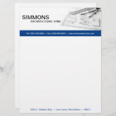 8.5x11 Blauw Architectonisch Blauw Print Letter He Persoonlijk Briefhoofd (Voorkant / Achterkant)