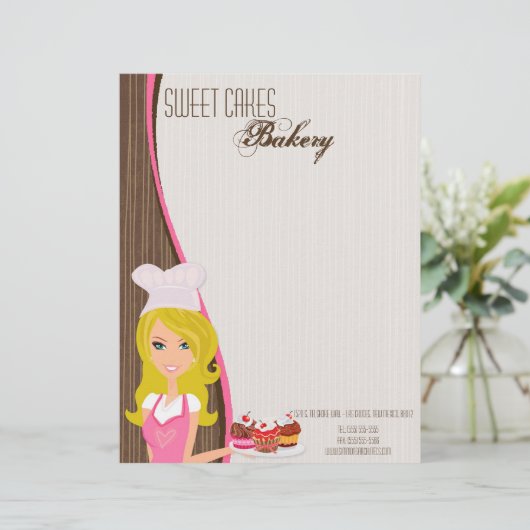 8,5x11 Blonde Baker Pink Brow Cup Caketkop Briefhoofd (Staand voorkant)