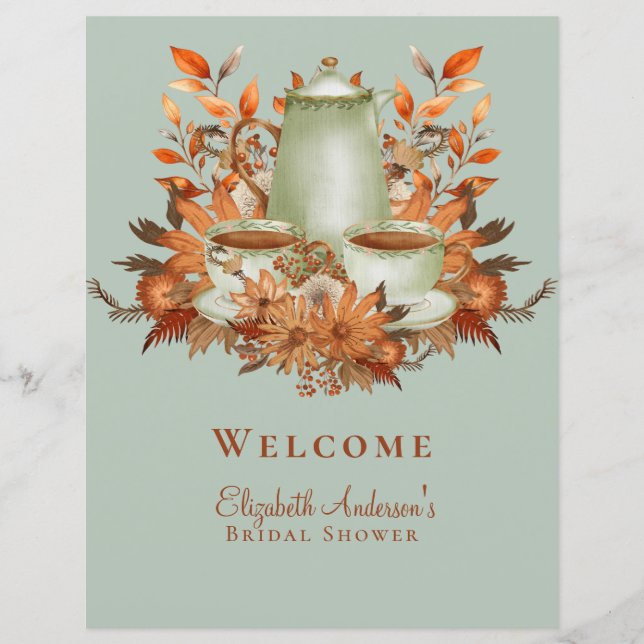 8.5x11"Boho Terracotta Sage Tea Party Gebeurtenist (Voorkant)