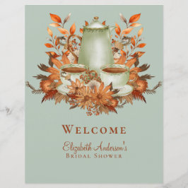 8.5x11"Boho Terracotta Sage Tea Party Gebeurtenist