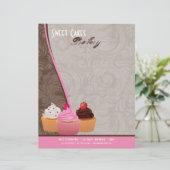 8.5x11 Cup Cakes Bakkerij Sweet Treats Letter Head Briefhoofd Sjabloon (Staand voorkant)