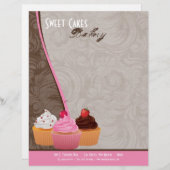 8.5x11 Cup Cakes Bakkerij Sweet Treats Letter Head Briefhoofd Sjabloon (Voorkant / Achterkant)