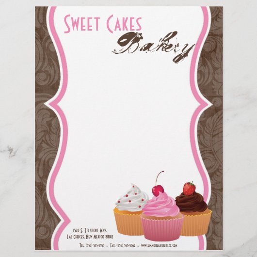 8.5x11 Cup Cakes Bakkerij Sweet Treats Letter Head Custom Briefhoofd (Voorkant)