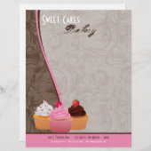 8.5x11 Cup Cakes Bakkerij Sweet Treats Letter Head Custom Briefhoofd (Voorkant / Achterkant)