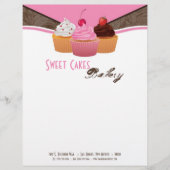 8.5x11 Cup Cakes Bakkerij Sweet Treats Letter Head Custom Briefhoofd (Voorkant)