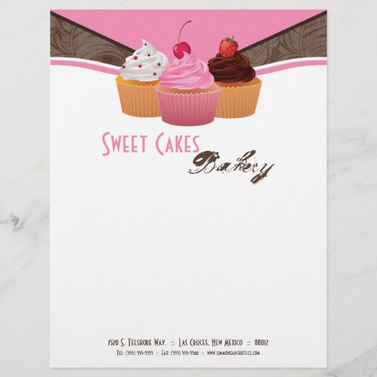 8.5x11 Cup Cakes Bakkerij Sweet Treats Letter Head Custom Briefhoofd (Voorkant)