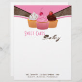 8.5x11 Cup Cakes Bakkerij Sweet Treats Letter Head Custom Briefhoofd (Voorkant / Achterkant)