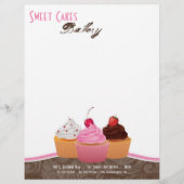 8.5x11 Cup Cakes Bakkerij Sweet Treats Letter Head Gepersonaliseerd Briefhoofd (Voorkant)
