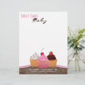 8.5x11 Cup Cakes Bakkerij Sweet Treats Letter Head Gepersonaliseerd Briefhoofd (Staand voorkant)
