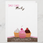 8.5x11 Cup Cakes Bakkerij Sweet Treats Letter Head Gepersonaliseerd Briefhoofd (Voorkant / Achterkant)