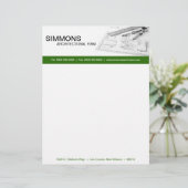 8.5x11 Groene Architectonische Blauwe Print Letter Briefhoofd Sjabloon (Staand voorkant)