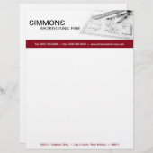 8.5x11 Red Architectural Blue Print Letter Head Persoonlijk Briefhoofd (Voorkant / Achterkant)