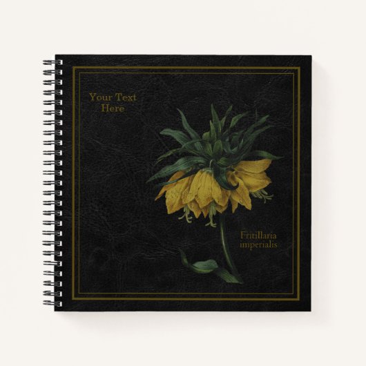 8,5x8,5" Fritillaria Imperialis Black Notebook Notitieboek (Voorkant)