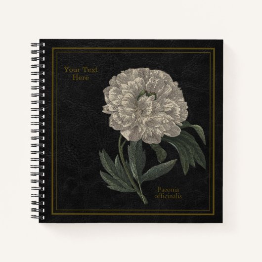 8,5x8,5" Paeonia Officinalis Black Notitieboek (Voorkant)