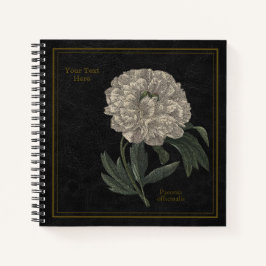 8,5x8,5" Paeonia Officinalis Zwart Notitieboek