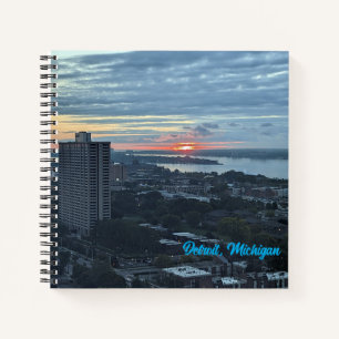 8.5X8.5 Spiral Notitieboek - skyline van Detroit,