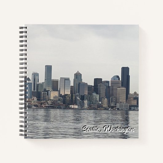 8.5X8.5 Spiral Notitieboek - skyline van Seattle,  (Voorkant)