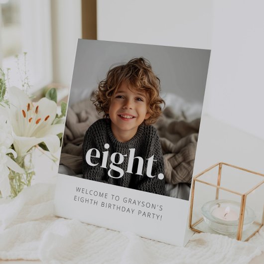 8 - 8e verjaardag Foto Welkom Teken Reclamebord Met Voetstuk