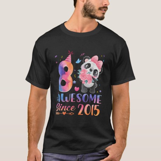 8 8Th Panda Awesome Since 2015 T-shirt (Voorkant)