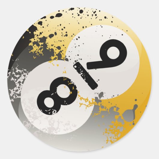 8 & 9 balcollage ronde sticker (Voorkant)