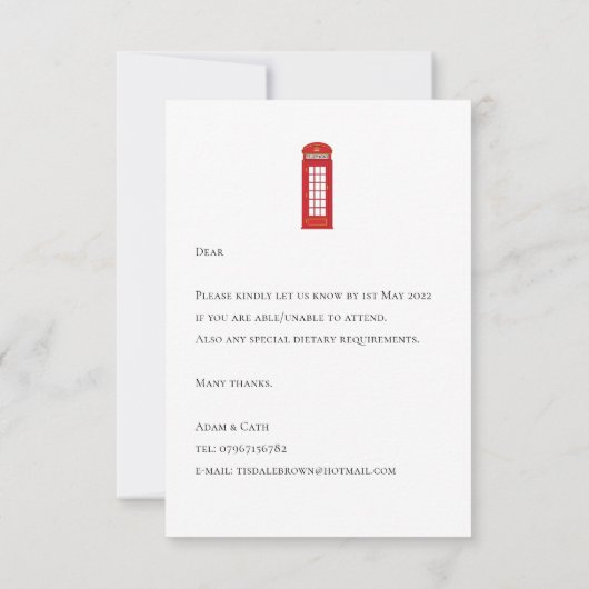 8,9 cm x 12,7 cm responskaart RSVP kaartje (Achterkant)