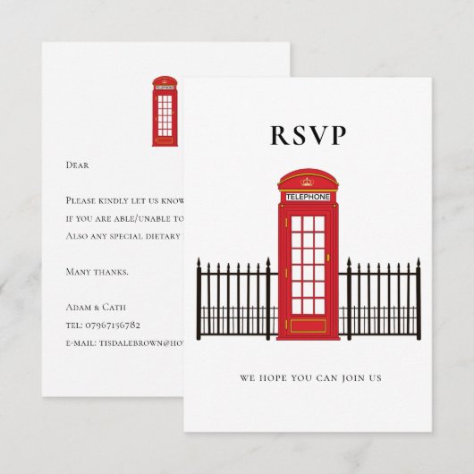 8,9 cm x 12,7 cm responskaart RSVP kaartje (Voorkant / Achterkant)