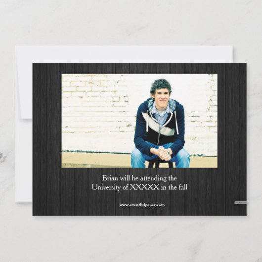 8/9 Foto's grijs hout - Aankondiging Afstuderen (Achterkant)