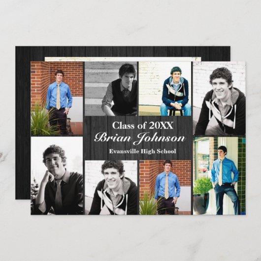 8/9 Foto's grijs hout - Aankondiging Afstuderen (Voorkant / Achterkant)