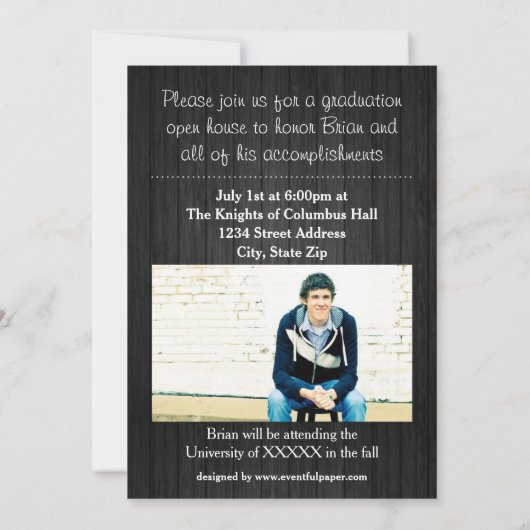 8/9 Foto's grijs hout - Aankondiging Afstuderen (Achterkant)