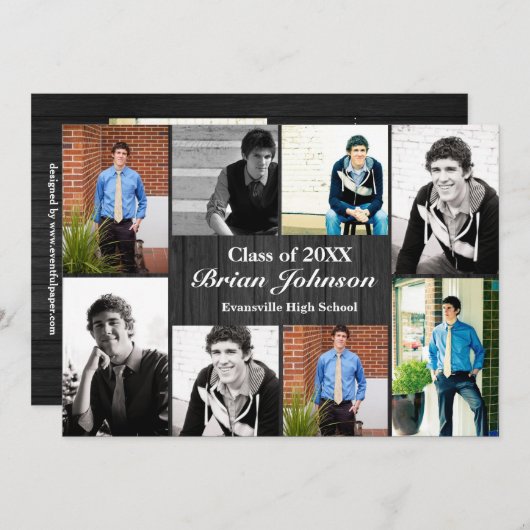 8/9 Foto's grijs hout - Aankondiging Afstuderen (Voorkant / Achterkant)