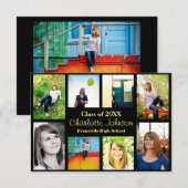 8/9 Foto's zwart - 3x5 Afstuderen aankondiging (Voorkant / Achterkant)