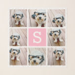 8 Aangepast fotocollage-monogram - Roze Sjaal<br><div class="desc">Gebruik 8 vierkante foto's om een uniek en persoonlijk cadeau te creëer. Of je kunt de hipster puppy houden en een trendy keepslag maken. Als u de afbeeldingen moet aanpassen,  klik op het aanpassingshulpmiddel om veranderingen aan te brengen.</div>