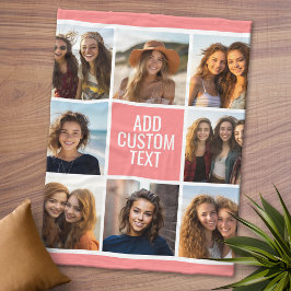 8 Aangepast monogram fotokoraal peach collage Fleece Deken