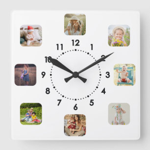 8 Aangepaste fotocollage tijd doorgebracht met fam Vierkante Klok