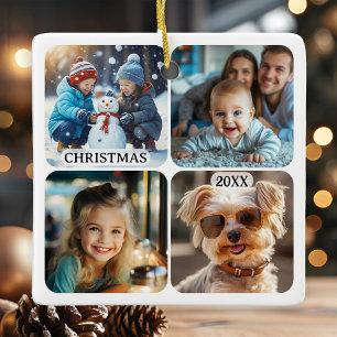 8 Aangepaste foto's Keepsake Kerstmis Keramisch Ornament
