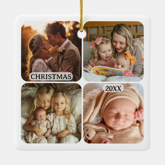 8 Aangepaste foto's Keepsake Kerstmis Keramisch Ornament (Achterkant)